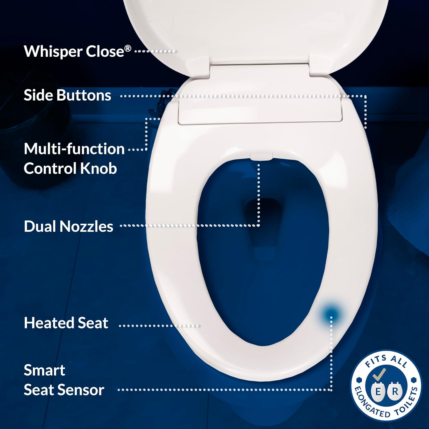 Bio Bidet BB500 Heated Electric Bidet Seat with Warm Water Wash, Night Light, Low Profile Design, Elongated Bio Bidet BB500 Heated Electric Bidet Seat with Warm Water Wash, Night Light, Low Profile Design, Elongated