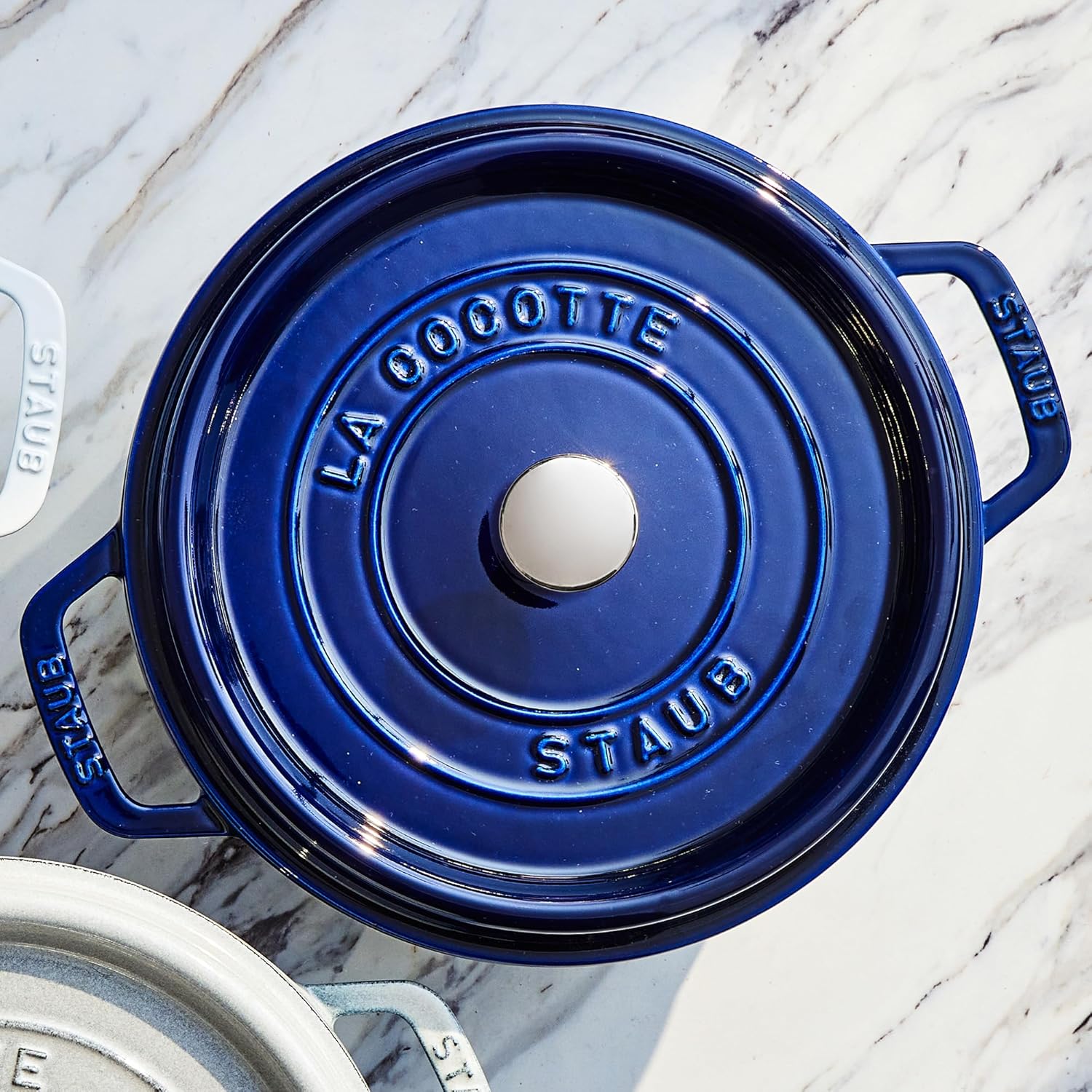 Staub Cast Iron 4-qt Round Cocotte - Dark Blue Staub Cast Iron 4-qt Round Cocotte - Dark Blue, Made in France