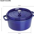 Staub Cast Iron 4-qt Round Cocotte - Dark Blue Staub Cast Iron 4-qt Round Cocotte - Dark Blue, Made in France