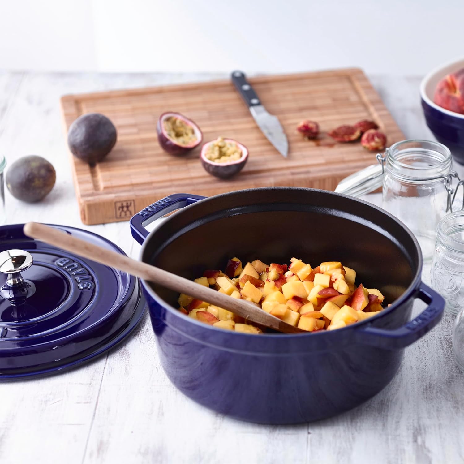 Staub Cast Iron 4-qt Round Cocotte - Dark Blue Staub Cast Iron 4-qt Round Cocotte - Dark Blue, Made in France