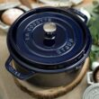 Staub Cast Iron 4-qt Round Cocotte - Dark Blue Staub Cast Iron 4-qt Round Cocotte - Dark Blue, Made in France