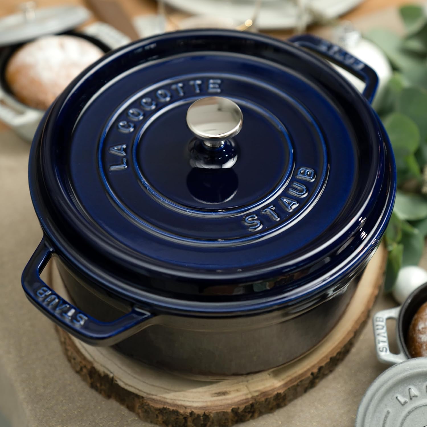 Staub Cast Iron 4-qt Round Cocotte - Dark Blue Staub Cast Iron 4-qt Round Cocotte - Dark Blue, Made in France