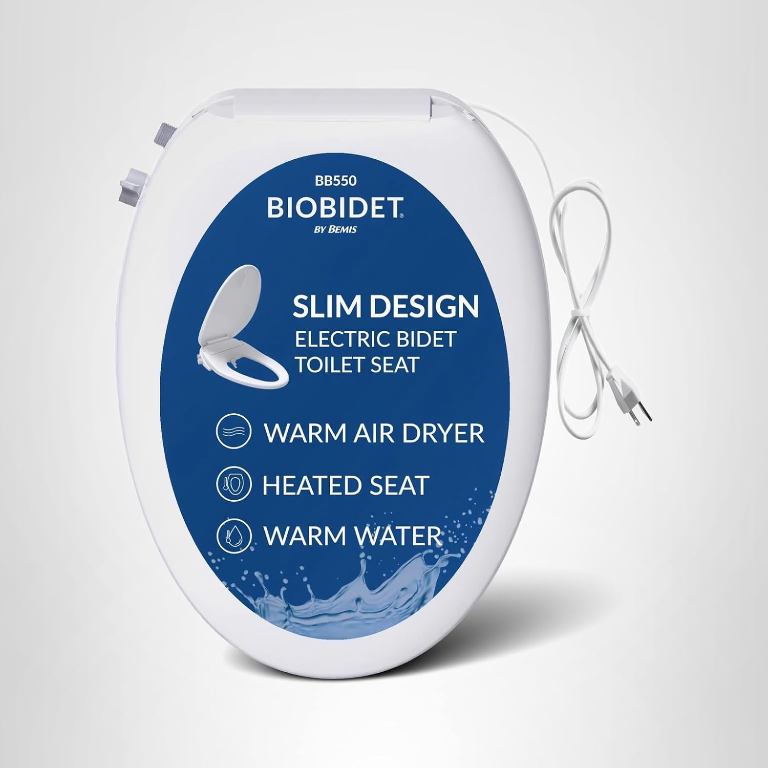 Bio Bidet BB550 Heated Bidet Seat with Warm Water Wash & Air Dryer, Night Light, Low Profile Design, Elongated Bio Bidet BB550 Heated Bidet Seat with Warm Water Wash & Air Dryer, Night Light, Low Profile Design, Elongated