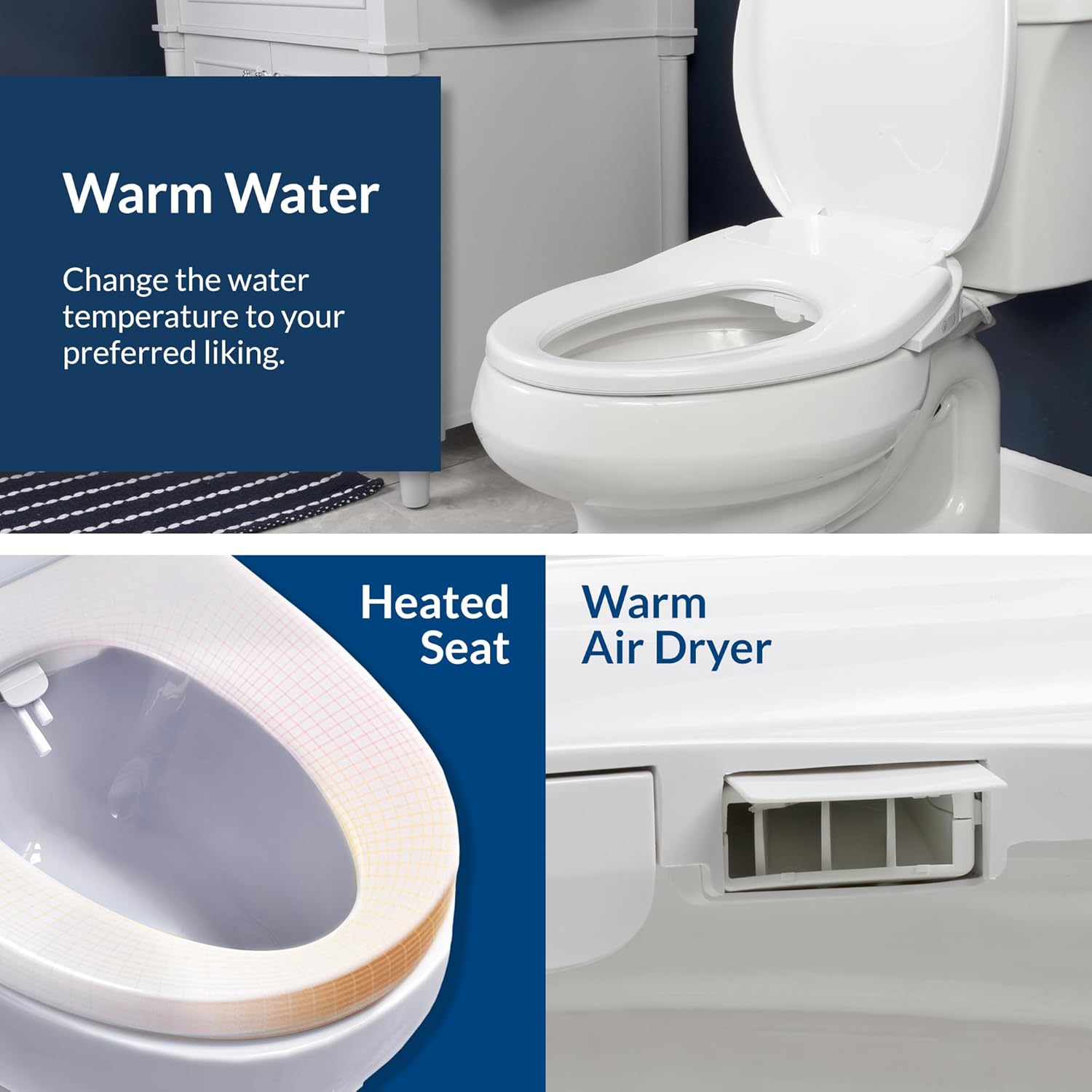 Bio Bidet BB550 Heated Bidet Seat with Warm Water Wash & Air Dryer, Night Light, Low Profile Design, Elongated Bio Bidet BB550 Heated Bidet Seat with Warm Water Wash & Air Dryer, Night Light, Low Profile Design, Elongated