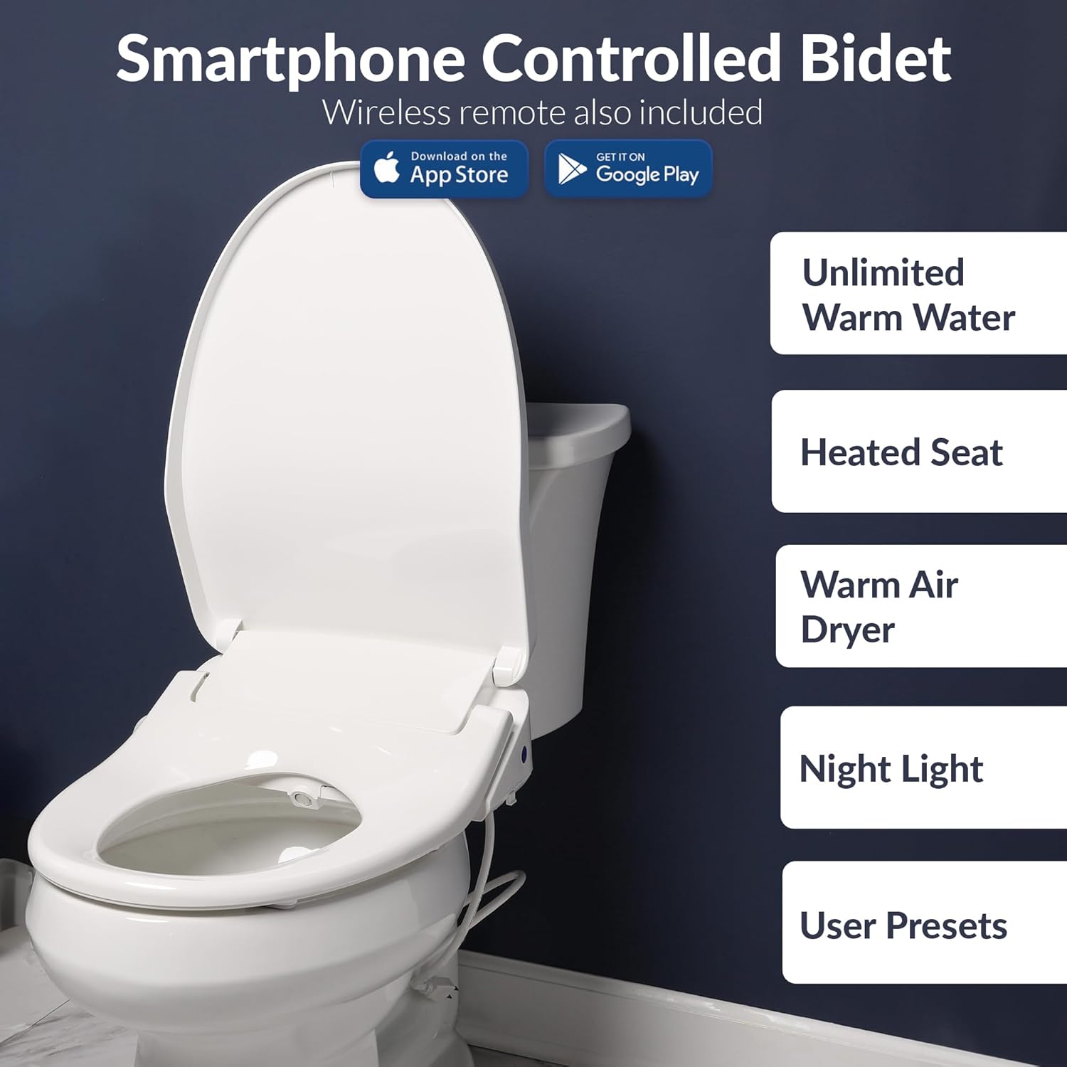 Bio Bidet BB1200 Elongated Smart Bidet, Warm Water Wash, Heated Seat & Dryer, App & Remote Control Bio Bidet BB1200 Elongated Smart Bidet, Warm Water Wash, Heated Seat & Dryer, App & Remote Control