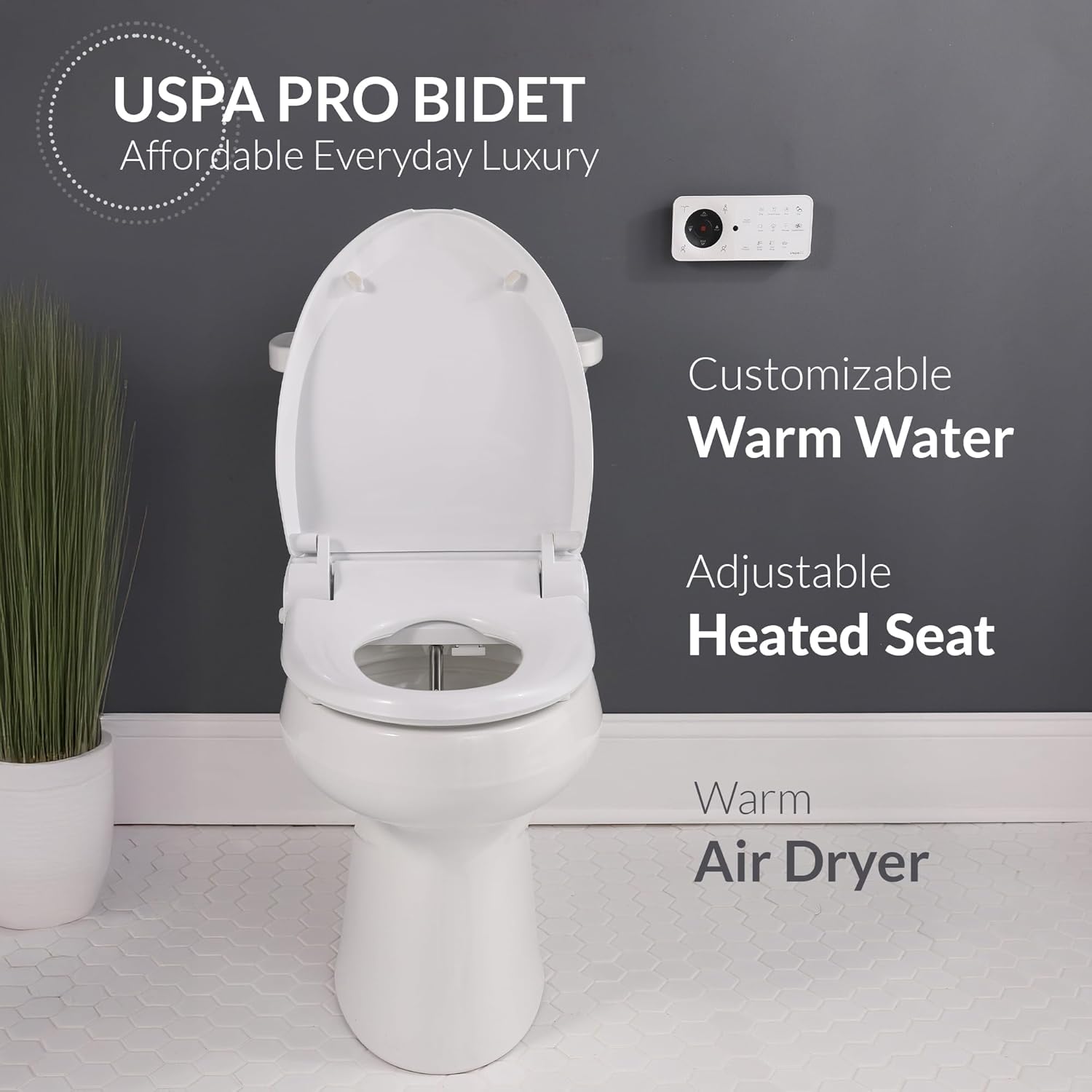 Bio Bidet USPA PRO Modern Bidet Seat, Warm Water, Heated Seat & Dryer, Remote Control, Elongated Bio Bidet USPA PRO Modern Bidet Seat, Warm Water, Heated Seat & Dryer, Remote Control, Elongated