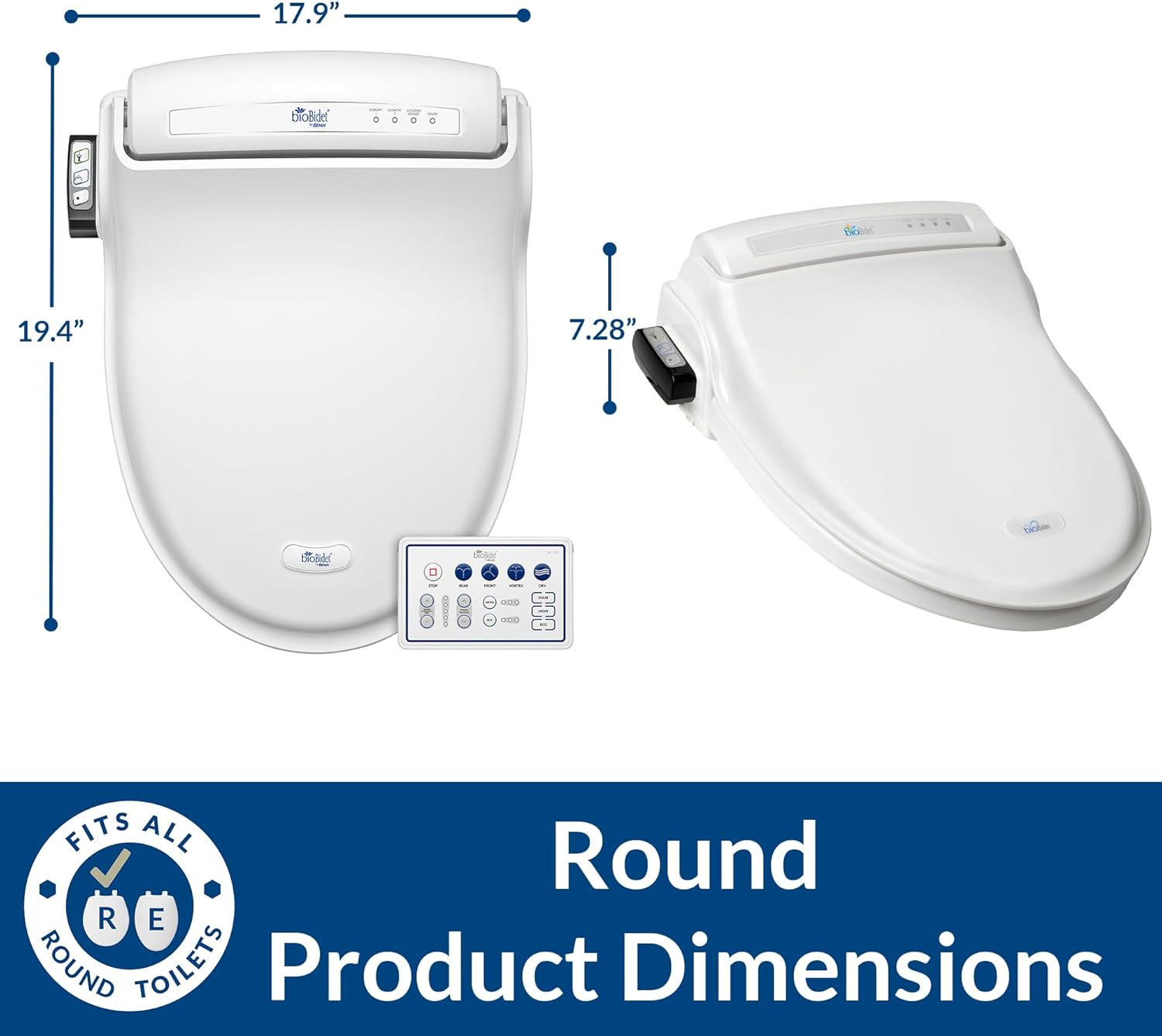 Bio Bidet BB1000 Warm Water Bidet Seat, Air Dryer, Heated Seat with Slow Close Lid, Remote Control, Round Bio Bidet BB1000 Warm Water Bidet Seat, Air Dryer, Heated Seat with Slow Close Lid, Remote Control, Round