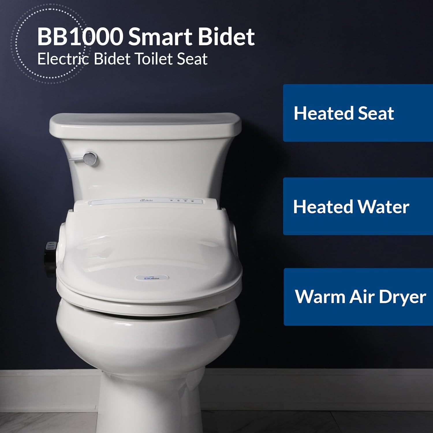 Bio Bidet BB1000 Warm Water Bidet Seat, Air Dryer, Heated Seat with Slow Close Lid, Remote Control, Round Bio Bidet BB1000 Warm Water Bidet Seat, Air Dryer, Heated Seat with Slow Close Lid, Remote Control, Round