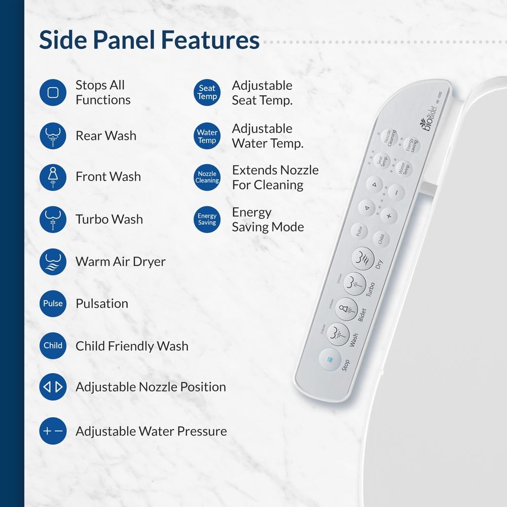 BIO BIDET HD-7000 Electric Bidet Seat for Elongated Toilets in White with Fusion Heating Technology HD-7000 BIO BIDET HD-7000 Electric Bidet Seat for Elongated Toilets in White with Fusion Heating Technology HD-7000
