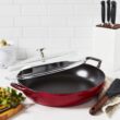 STAUB Cast Iron Braiser with Glass Lid, Dutch Oven, 3.5-quart, serves 3-4, Made in France, Cherry STAUB Cast Iron Braiser with Glass Lid, Dutch Oven, 3.5-quart, serves 3-4, Made in France, Cherry