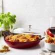 STAUB Cast Iron Braiser with Glass Lid, Dutch Oven, 3.5-quart, serves 3-4, Made in France, Cherry STAUB Cast Iron Braiser with Glass Lid, Dutch Oven, 3.5-quart, serves 3-4, Made in France, Cherry