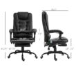 Flynama Black Adjustable Height 7-Point Reclining Back Vibrating Massage Office Chair with Lumbar Support and Footrest