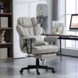 GZMR 400LBS Big and Tall Office Chair Gray Contemporary Ergonomic Adjustable Height Swivel Upholstered Executive Chair