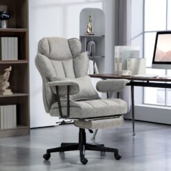 GZMR 400LBS Big and Tall Office Chair Gray Contemporary Ergonomic Adjustable Height Swivel Upholstered Executive Chair