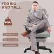GZMR 400LBS Big and Tall Office Chair Gray Contemporary Ergonomic Adjustable Height Swivel Upholstered Executive Chair
