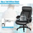 GZMR PU Leather Massage Office Chair Black Contemporary Ergonomic Adjustable Height Swivel Faux leather Executive Chair
