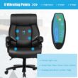 GZMR PU Leather Massage Office Chair Black Contemporary Ergonomic Adjustable Height Swivel Faux leather Executive Chair