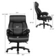 GZMR PU Leather Massage Office Chair Black Contemporary Ergonomic Adjustable Height Swivel Faux leather Executive Chair