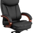 Flash Furniture Hansel Black Contemporary Adjustable Height Swivel Faux Leather Executive Chair