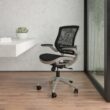 Flash Furniture Warfield Black Mesh/Graphite Silver Frame Contemporary Ergonomic Adjustable Height Swivel Mesh Executive Chair