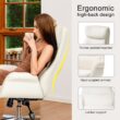 Glitzhome Midcentury Cream Traditional Ergonomic Adjustable Height Swivel Faux Leather Executive Chair