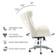 Glitzhome Midcentury Cream Traditional Ergonomic Adjustable Height Swivel Faux Leather Executive Chair