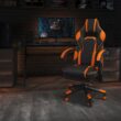Flash Furniture X40 Black with Orange Trim Contemporary Ergonomic Adjustable Height Swivel Faux Leather Gaming Chair