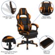 Flash Furniture X40 Black with Orange Trim Contemporary Ergonomic Adjustable Height Swivel Faux Leather Gaming Chair