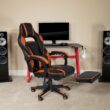 Flash Furniture X40 Black with Orange Trim Contemporary Ergonomic Adjustable Height Swivel Faux Leather Gaming Chair