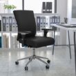 Flash Furniture HERCULES Black Leather Contemporary Adjustable Height Swivel Faux Leather Desk Chair