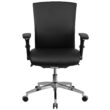 Flash Furniture HERCULES Black Leather Contemporary Adjustable Height Swivel Faux Leather Desk Chair