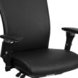 Flash Furniture HERCULES Black Leather Contemporary Adjustable Height Swivel Faux Leather Desk Chair