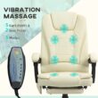 GZMR 7-Point Vibrating Massage Office Chair Cream White Contemporary Ergonomic Adjustable Height Swivel Faux Leather Executive Chair