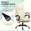 GZMR 7-Point Vibrating Massage Office Chair Cream White Contemporary Ergonomic Adjustable Height Swivel Faux Leather Executive Chair