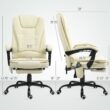 GZMR 7-Point Vibrating Massage Office Chair Cream White Contemporary Ergonomic Adjustable Height Swivel Faux Leather Executive Chair