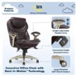 Serta Claremont Brown Bonded Leather Traditional Ergonomic Adjustable Height Swivel Faux Leather Executive Chair