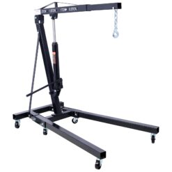 Tatayosi 2 Ton Folding Engine Hoist Cherry Picker Shop Crane Hoist Lift Heavy Duty Steel with 6 Iron Caster Wheels (Black)