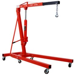 Tatayosi 2 Ton Folding Engine Hoist Cherry Picker Shop Crane Hoist Lift Heavy Duty Steel with 6 Iron Caster Wheels (red)