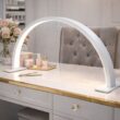 Moon Nail Desk Lamp with Adjustable 3-Color LED Light, USB Powered Beauty Work Lamp for Nail Art & Eyelash Extension