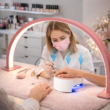 Moon Nail Desk Lamp with Adjustable 3-Color LED Light, USB Powered Beauty Work Lamp for Nail Art & Eyelash Extension
