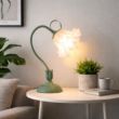 Vintage Flower Bedside Lamp, Adjustable E26 LED Table Lamp for Bedroom & Living Room Decor – Green