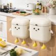 Wall-Mounted Kitchen Trash Can with Lid 9L/12L – Cream Color, No-Bend Design for Food Waste & Bathroom Use