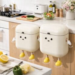 Wall-Mounted Kitchen Trash Can with Lid 9L/12L – Cream Color, No-Bend Design for Food Waste & Bathroom Use