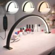 Moon Nail Desk Lamp with Adjustable 3-Color LED Light, USB Powered Beauty Work Lamp for Nail Art & Eyelash Extension