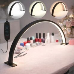 Moon Nail Desk Lamp with Adjustable 3-Color LED Light, USB Powered Beauty Work Lamp for Nail Art & Eyelash Extension