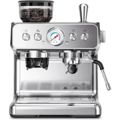 R.W.FLAME Espresso Machines with grinder, 20 Bar Professional Espresso Maker with Milk Frother Steam Wand & Removable Water Tan, Stainless Steel