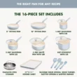 GreenPan Rio Advanced 16pc Ceramic Nonstick Cookware Set, Stardew Blue