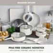 GreenPan Rio Advanced 16pc Ceramic Nonstick Cookware Set, Cream