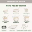 GreenPan Rio Advanced 16pc Ceramic Nonstick Cookware Set, Cream