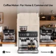 EUHOMY Espresso Machine with Grinder, 15 Bar Coffee Maker with Milk Frother Steamer Wand, Removable Water Tank, Silver